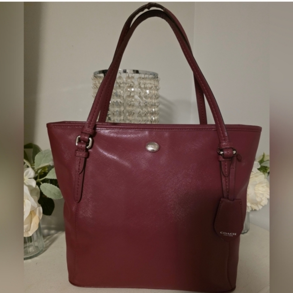 Coach Wine Leather Tote Bag